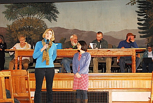 Representative Emily Long and Senator Becca Balint at Townshend Town Meeting, 2016